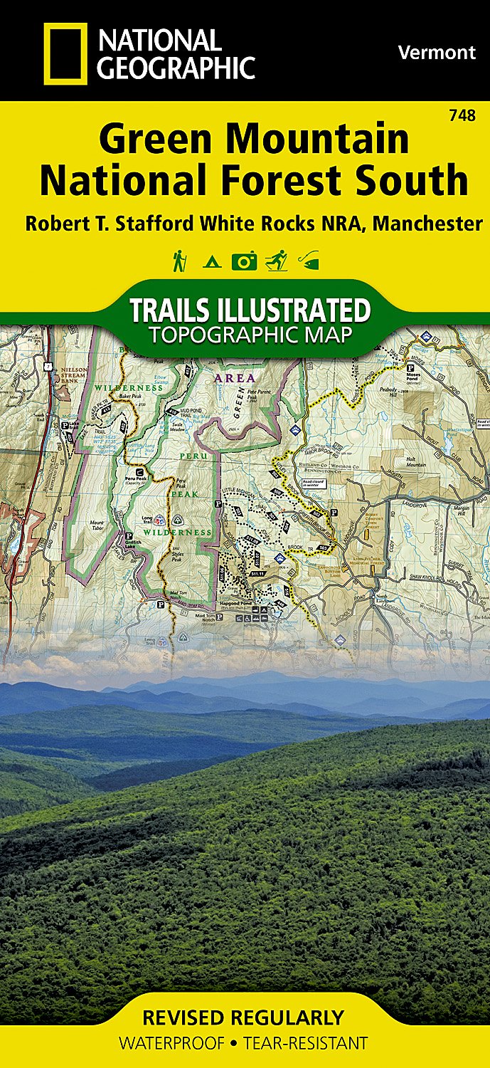 Online bestellen: Wandelkaart - Topografische kaart 748 Green Mountain National Forest South - Robert T. Stafford White Rocks NRA - Manchester | National Geographic