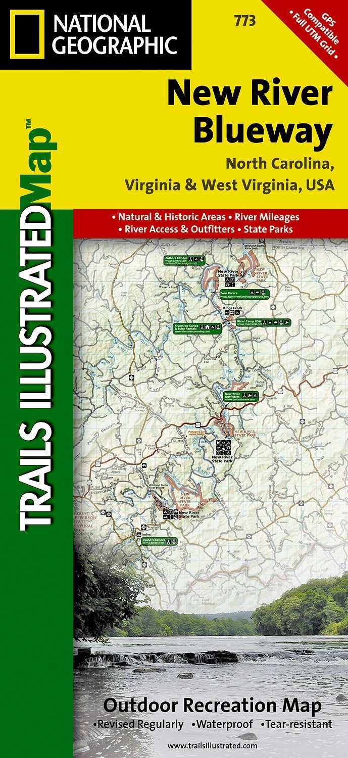 Online bestellen: Wandelkaart - Topografische kaart 773 New River Blueway | National Geographic