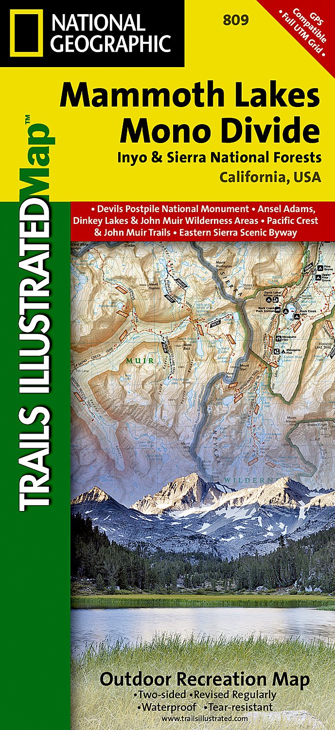 Online bestellen: Wandelkaart - Topografische kaart 809 Mammoth Lakes - Mono Divide - Inyo and Sierra National Forests | National Geographic