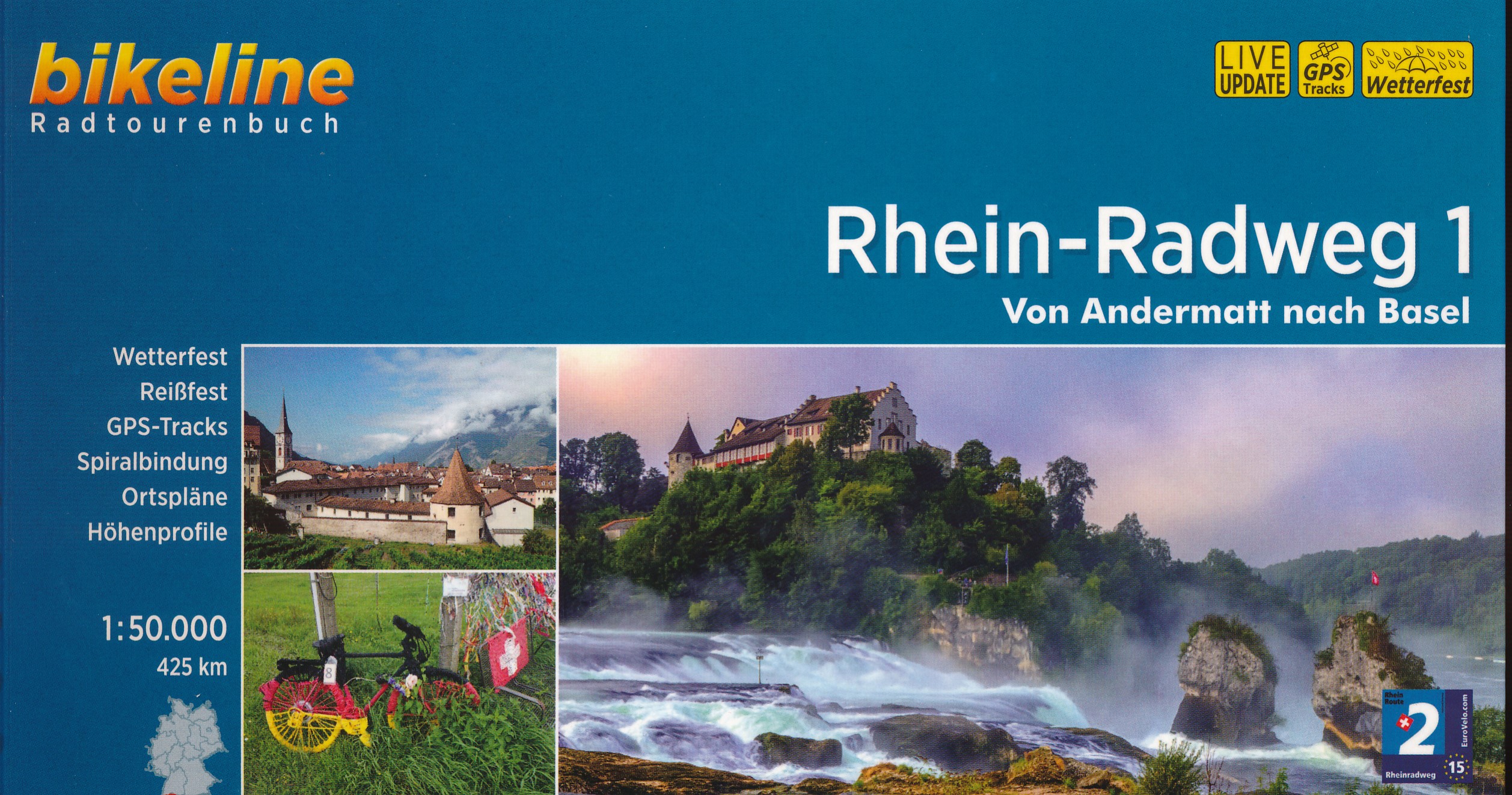 Online bestellen: Fietsgids Bikeline Rhein radweg 1 (Zwitserland: Andermat - Basel) | Esterbauer