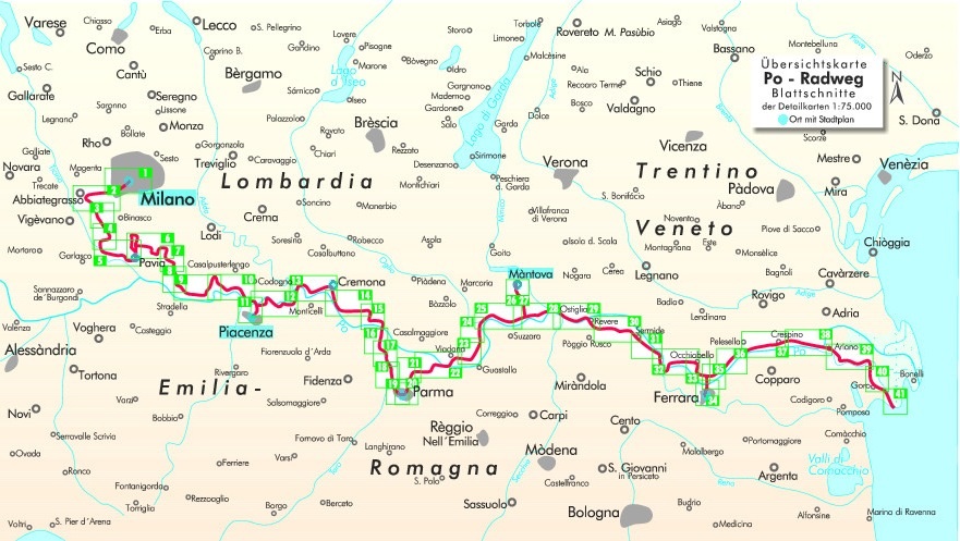 Fietsgids Bikeline Po - radweg | Esterbauer | 9783850001434