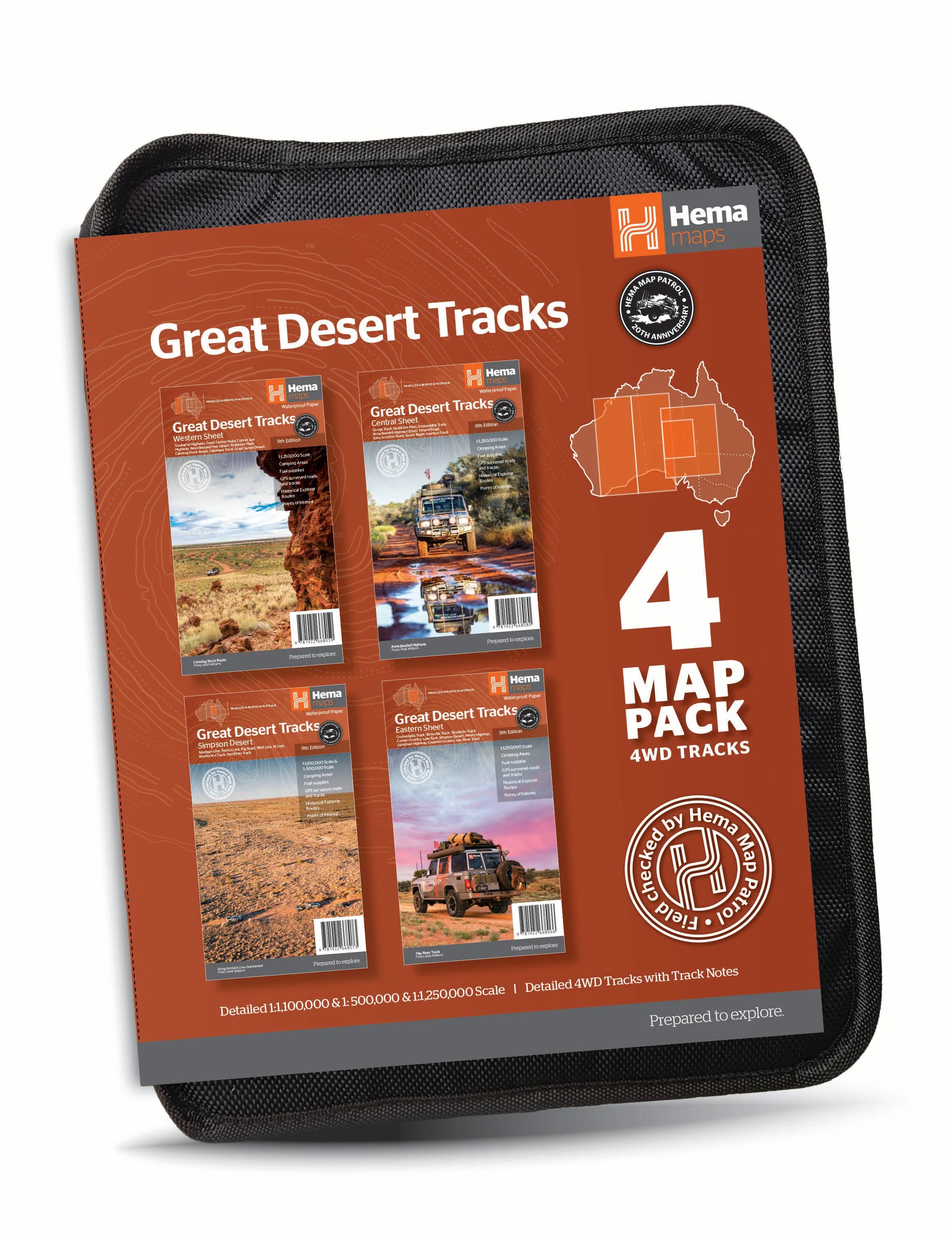 Online bestellen: Wegenkaart - landkaart Great Desert Tracks 4 Map Pack | Hema Maps