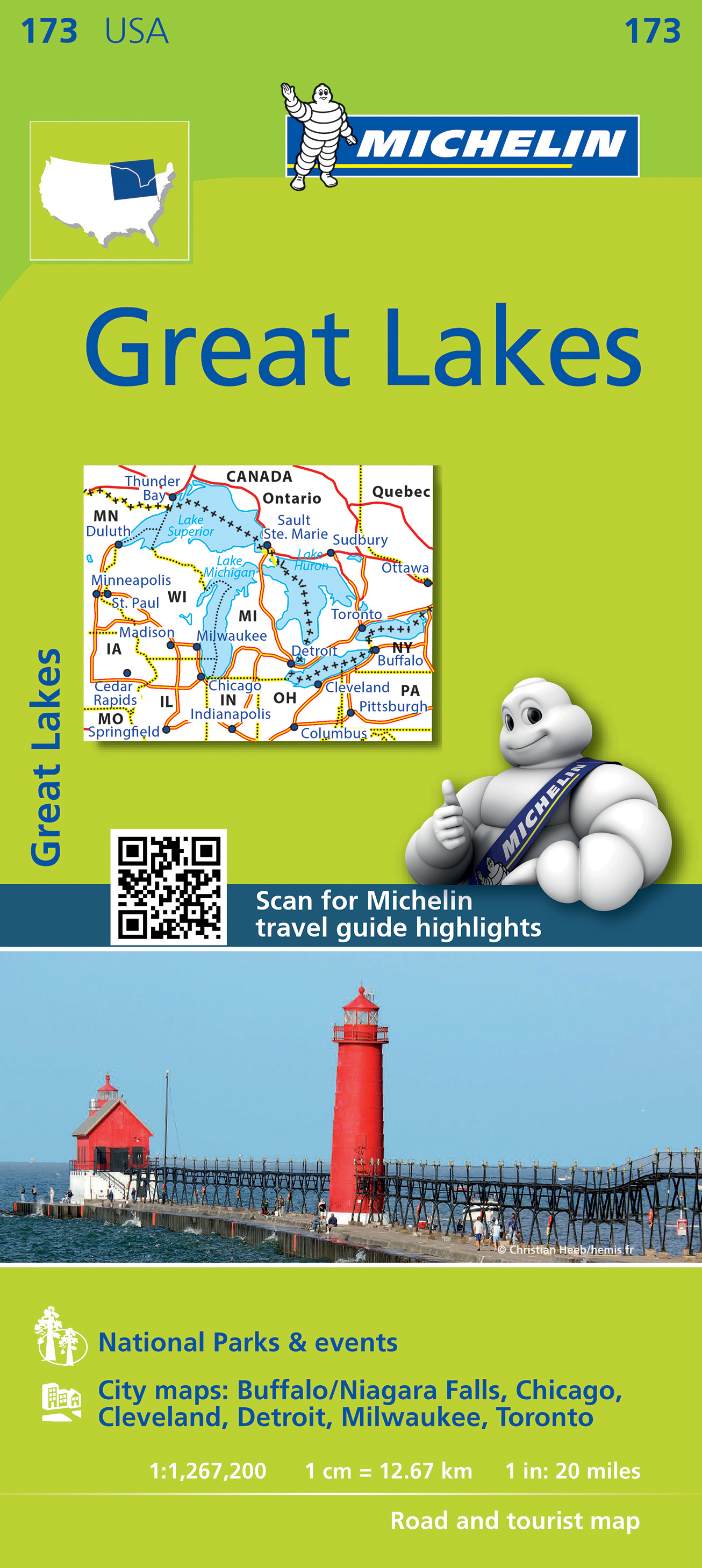 Online bestellen: Wegenkaart - landkaart 173 Great Lakes - Grote Meren USA | Michelin