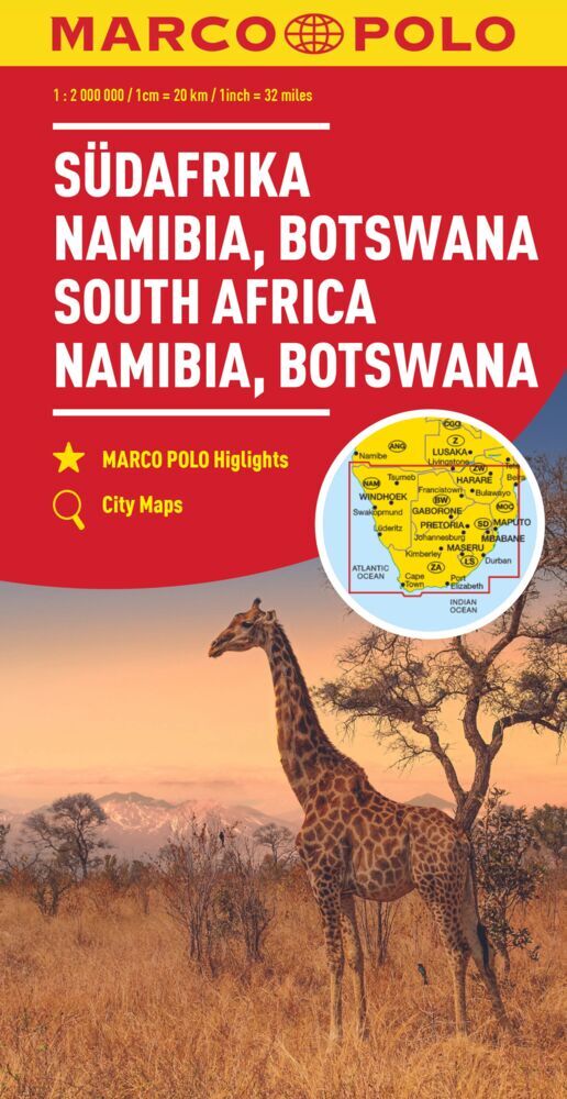Online bestellen: Wegenkaart - landkaart South Africa Namibia Botswana - Zuid Afrika Namibië Bostwana | Marco Polo