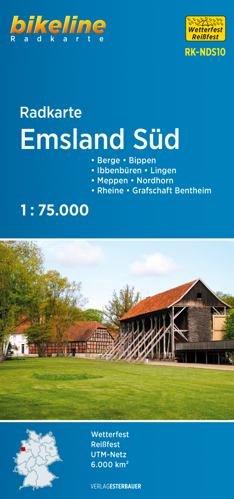 Online bestellen: Fietskaart NDS10 Bikeline Radkarte Emsland Süd - Zuid | Esterbauer