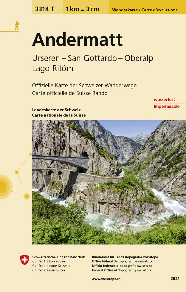 Online bestellen: Wandelkaart - Topografische kaart 3314T Andermatt | Swisstopo