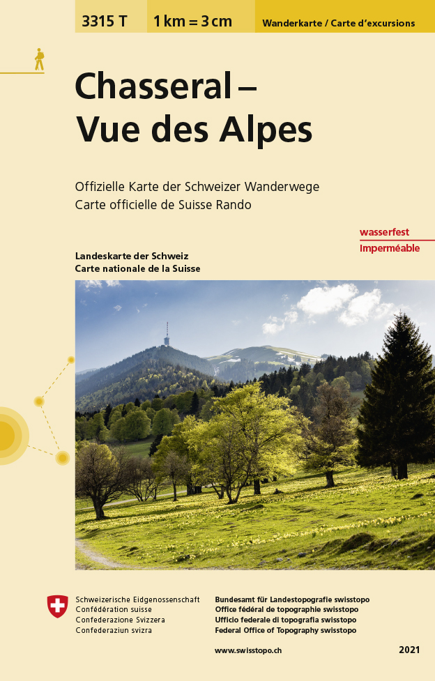 Online bestellen: Wandelkaart - Topografische kaart 3315T Chasseral - Vue des Alpes | Swisstopo