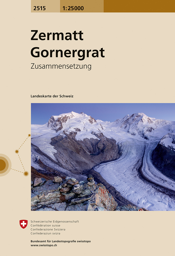 Online bestellen: Wandelkaart - Topografische kaart 2515 Zermatt - Gornergrat | Swisstopo