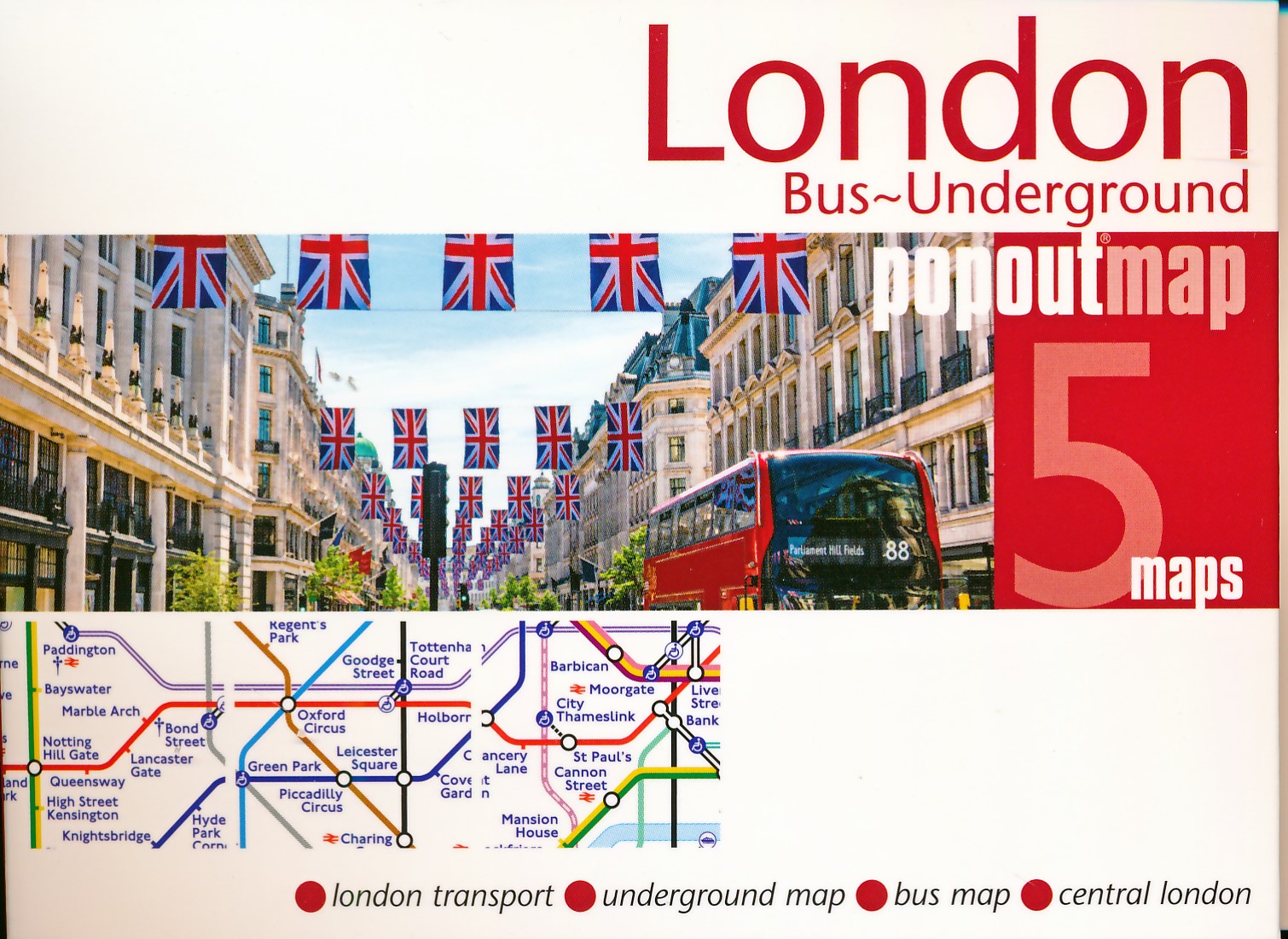 Online bestellen: Stadsplattegrond Popout Map Londen London Bus Underground | Compass Maps