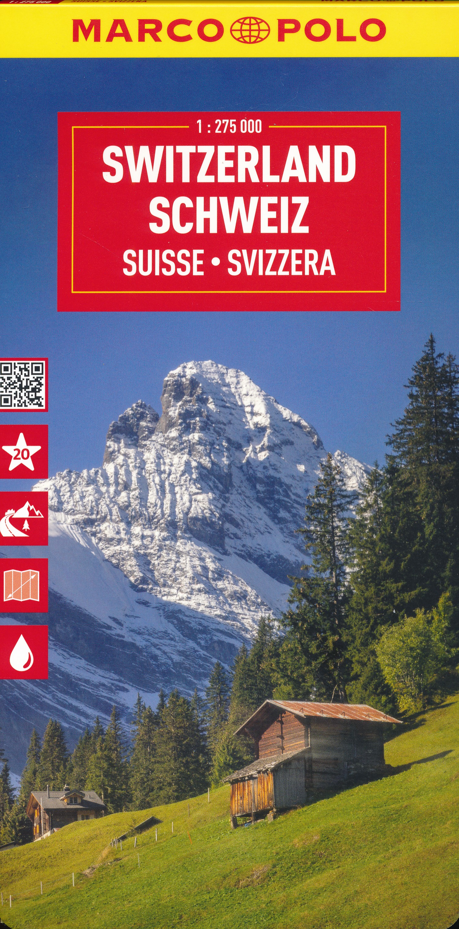 Online bestellen: Wegenkaart - landkaart Switzerland - Zwitserland | Marco Polo