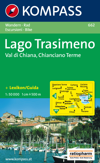 Wandelkaart fietskaart 662 Lago Trasimeno Val di Chiana, Chianciano Terme - Toscane - Umbrië | Kompass |