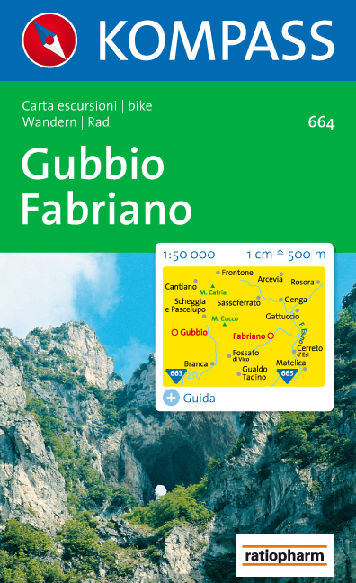 Wandelkaart 664 Gubbio - Fabriano | Kompass |
