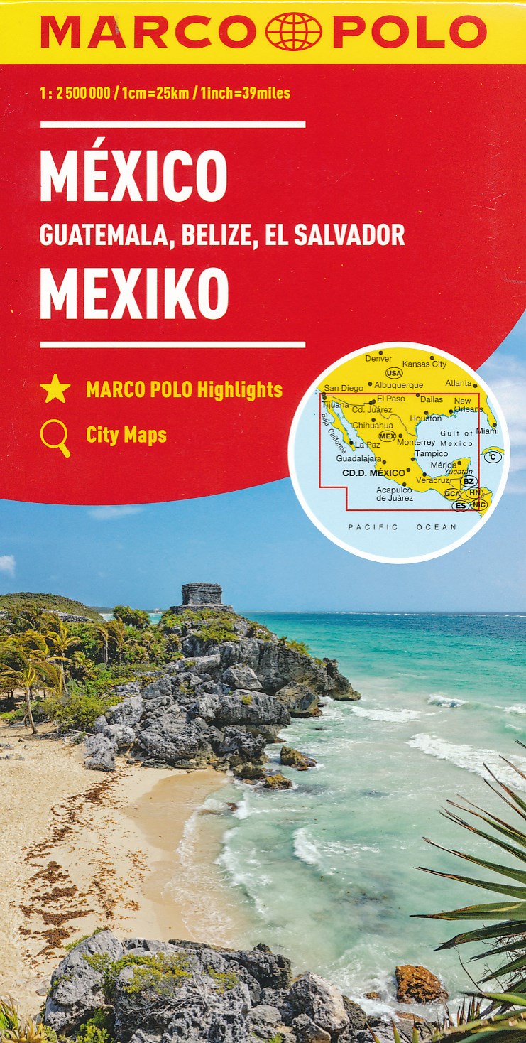 Online bestellen: Wegenkaart - landkaart Mexico, Guatemala, Belize, El Salvador | Marco Polo