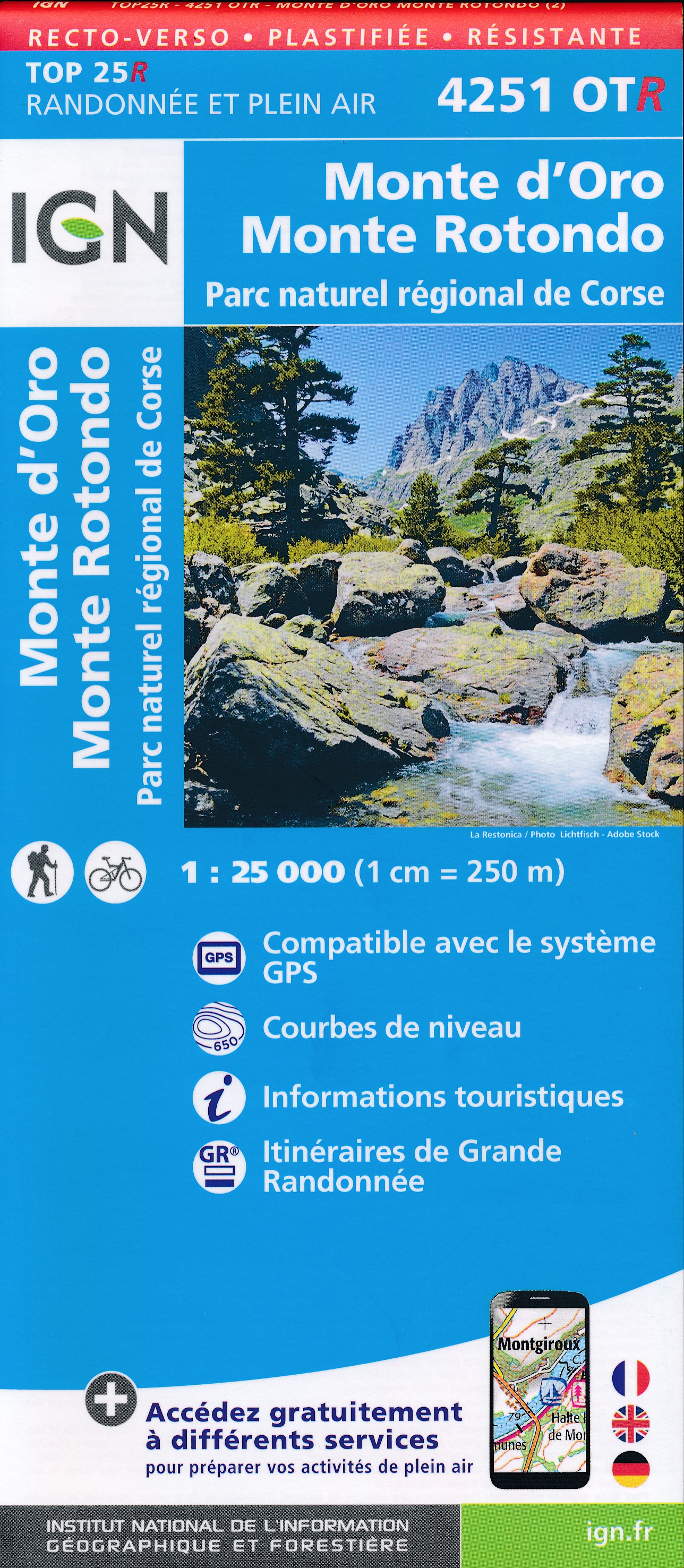 Online bestellen: Wandelkaart - Topografische kaart 4251OTR Monte d'Oro - Monte Rotondo | IGN - Institut Géographique National