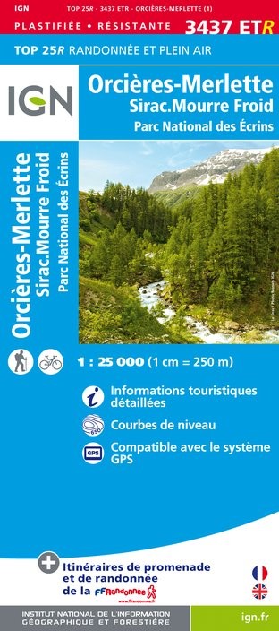 Online bestellen: Wandelkaart - Topografische kaart 3437ETR Orcières-Merlette | IGN - Institut Géographique National