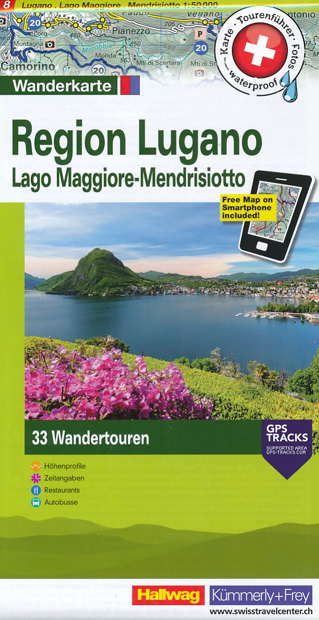 Online bestellen: Wandelkaart Regio Lugano - Lago Maggiore - Mendrisiotto | Kümmerly & Frey