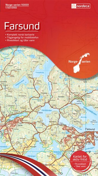 Online bestellen: Wandelkaart - Topografische kaart 10001 Norge Serien Farsund | Nordeca
