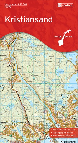 Online bestellen: Wandelkaart - Topografische kaart 10002 Norge Serien Kristiansand | Nordeca