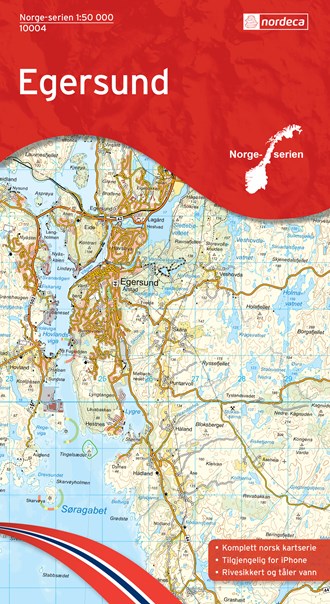 Online bestellen: Wandelkaart - Topografische kaart 10004 Norge Serien Egersund | Nordeca