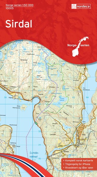 Online bestellen: Wandelkaart - Topografische kaart 10005 Norge Serien Sirdal | Nordeca