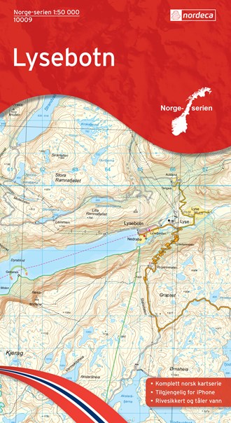 Online bestellen: Wandelkaart - Topografische kaart 10009 Norge Serien Lysebotn | Nordeca