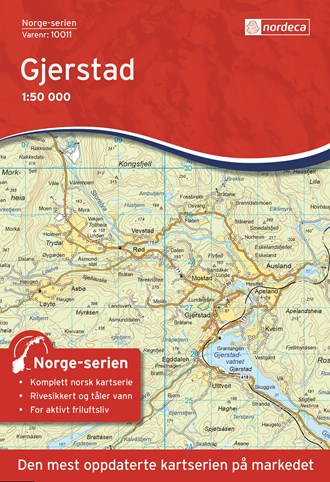 Online bestellen: Wandelkaart - Topografische kaart 10011 Norge Serien Gjerstad | Nordeca