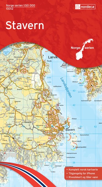 Online bestellen: Wandelkaart - Topografische kaart 10012 Norge Serien Stavern | Nordeca