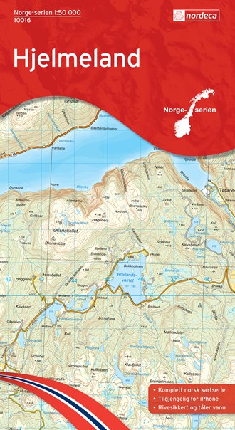 Online bestellen: Wandelkaart - Topografische kaart 10016 Norge Serien Hjelmeland | Nordeca