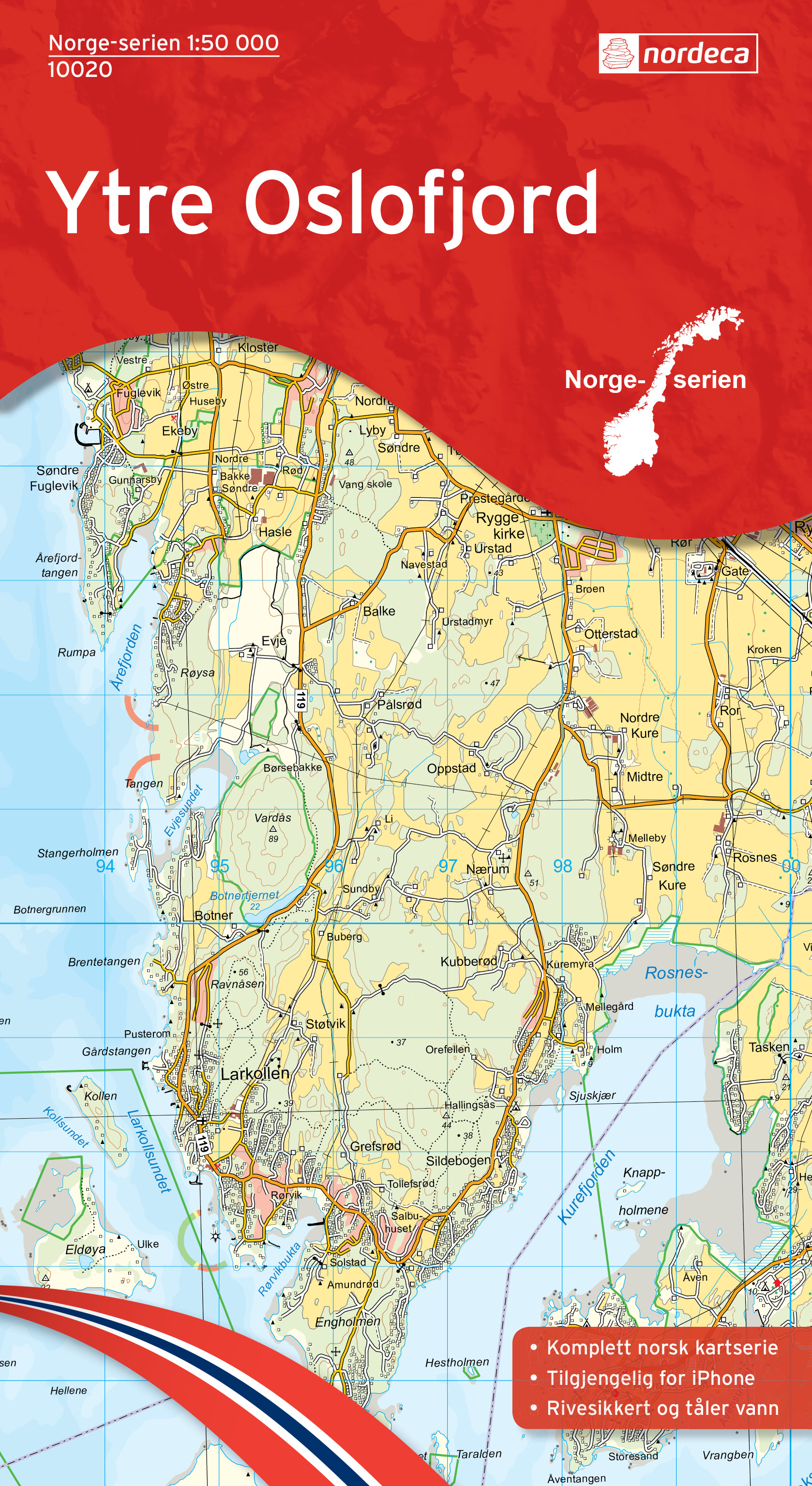 Wandelkaart - Topografische kaart 10020 Norge Serien Ytre Oslofjord |