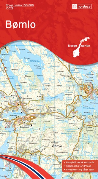Online bestellen: Wandelkaart - Topografische kaart 10022 Norge Serien Bømlo | Nordeca
