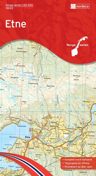 Online bestellen: Wandelkaart - Topografische kaart 10023 Norge Serien Etne | Nordeca