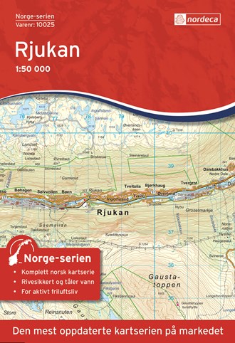 Online bestellen: Wandelkaart - Topografische kaart 10025 Norge Serien Rjukan | Nordeca
