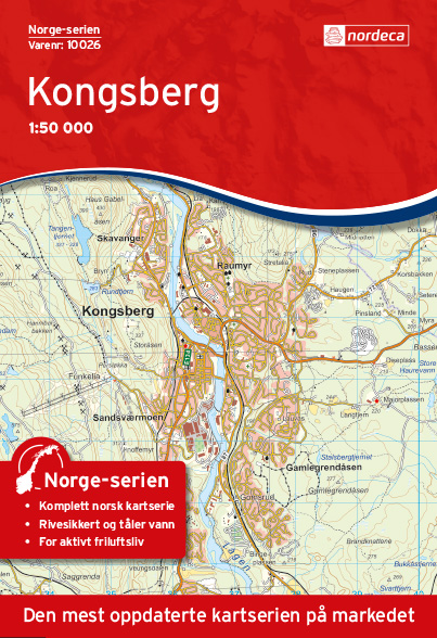 Online bestellen: Wandelkaart - Topografische kaart 10026 Norge Serien Kongsberg | Nordeca