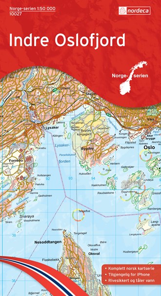 Online bestellen: Wandelkaart - Topografische kaart 10027 Norge Serien Indre Oslofjord | Nordeca