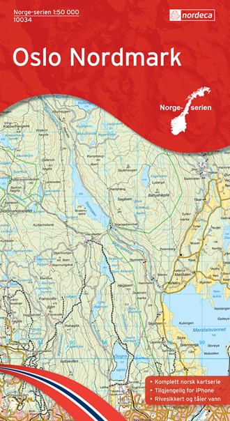 Online bestellen: Wandelkaart - Topografische kaart 10034 Norge Serien Oslo Nordmark | Nordeca
