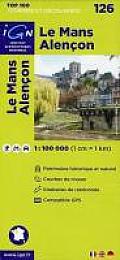 Wegenkaart - Landkaart 126 fietskaart Le Mans - Alencon | IGN | 