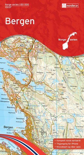 Online bestellen: Wandelkaart - Topografische kaart 10037 Norge Serien Bergen | Nordeca
