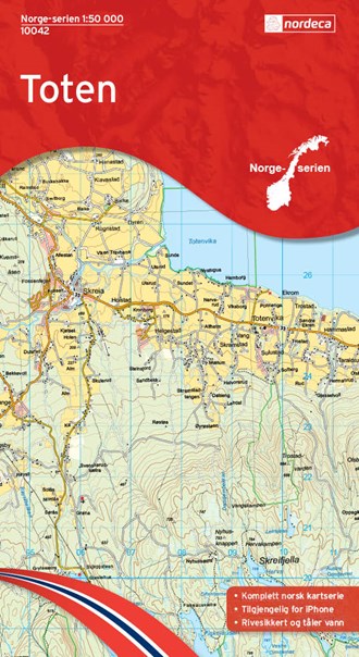 Online bestellen: Wandelkaart - Topografische kaart 10042 Norge Serien Toten | Nordeca