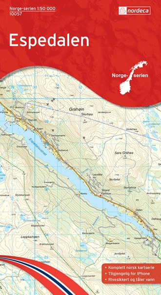 Online bestellen: Wandelkaart - Topografische kaart 10057 Norge Serien Espedalen | Nordeca