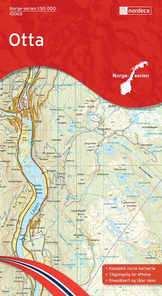 Online bestellen: Wandelkaart - Topografische kaart 10065 Norge Serien Otta | Nordeca