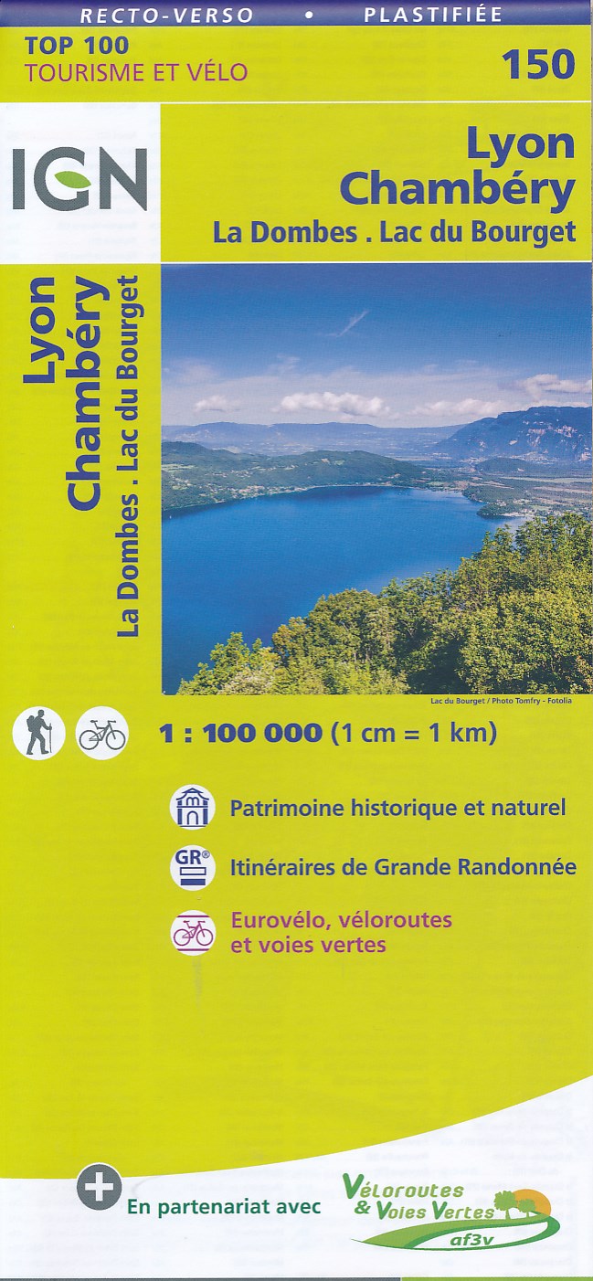 Online bestellen: Fietskaart - Wegenkaart - landkaart 150 Lyon - Chambery | IGN - Institut Géographique National