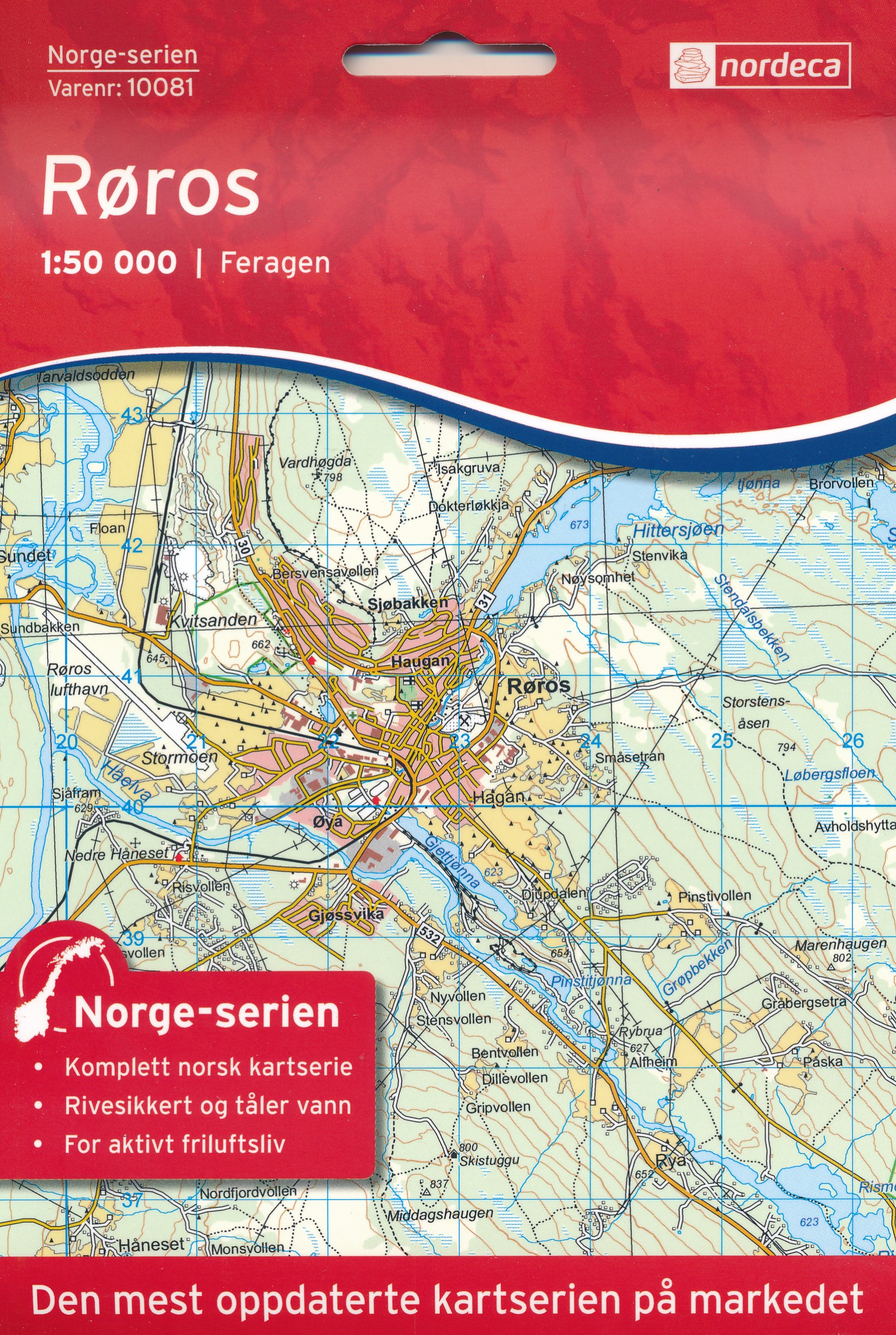 Online bestellen: Wandelkaart - Topografische kaart 10081 Norge Serien Røros - Feragen | Nordeca
