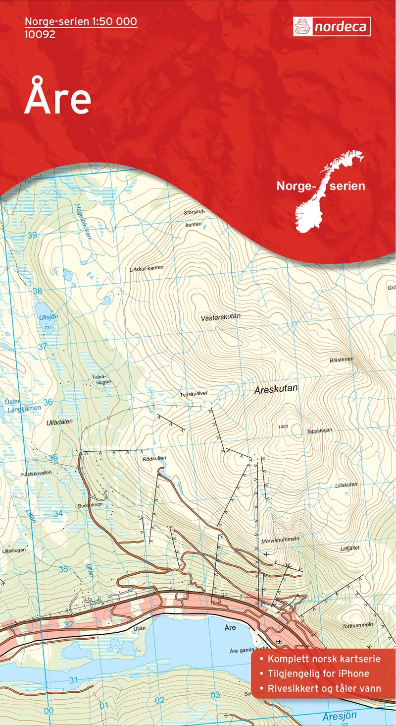 Online bestellen: Wandelkaart - Topografische kaart 10092 Norge Serien Åre | Nordeca