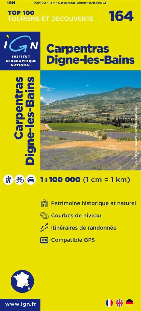 Wegenkaart - Landkaart 164 fietskaart Carpentras - Digne les Bains - Drome | IGN | 