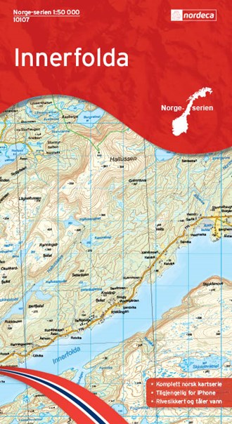 Online bestellen: Wandelkaart - Topografische kaart 10107 Norge Serien Innerfolda | Nordeca