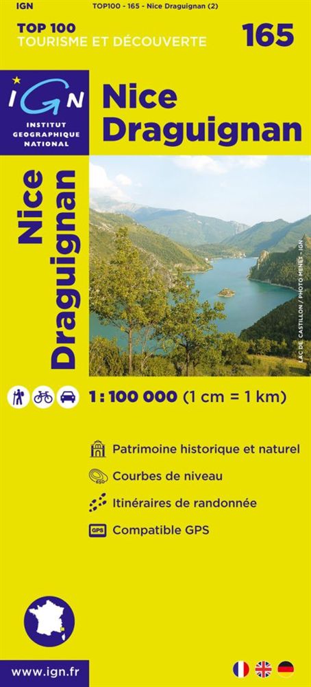 Wegenkaart - Landkaart 165 fietskaart Nice - Barcelonnette - Monaco - Cuneo - Draguignan | IGN |