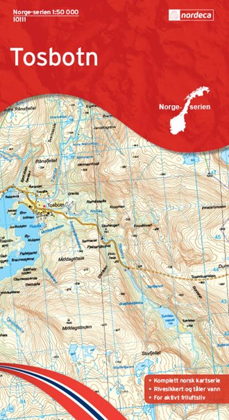 Online bestellen: Wandelkaart - Topografische kaart 10111 Norge Serien Tosbotn | Nordeca