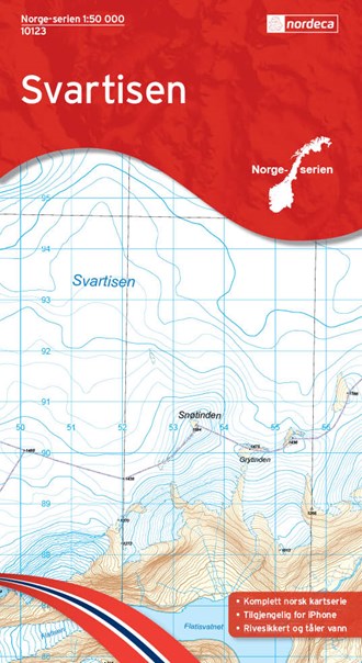 Online bestellen: Wandelkaart - Topografische kaart 10123 Norge Serien Svartisen | Nordeca