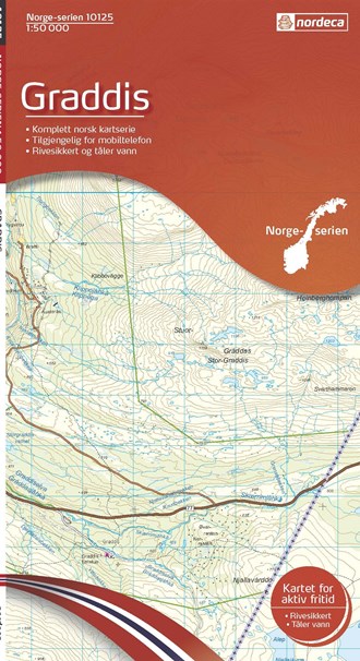 Online bestellen: Wandelkaart - Topografische kaart 10125 Norge Serien Graddis | Nordeca