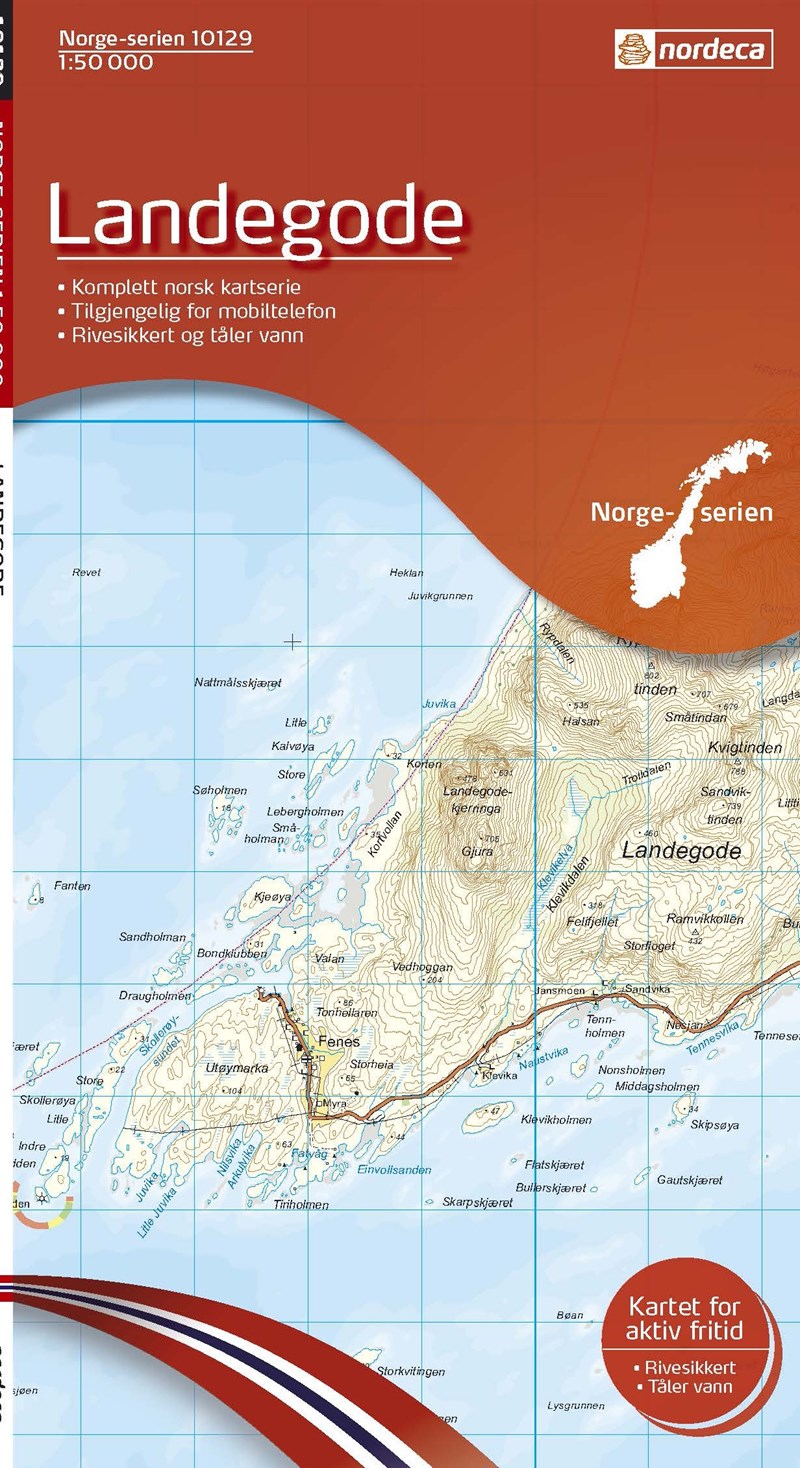 Online bestellen: Wandelkaart - Topografische kaart 10129 Norge Serien Landegode | Nordeca